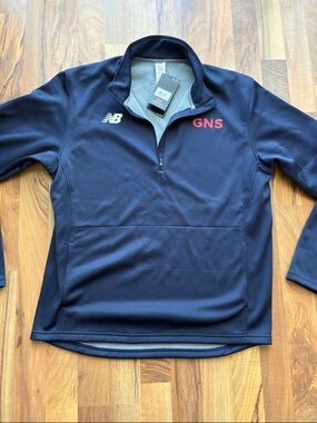 New Balance Navy Quarter-Zip Pullover with Red GNS Accent